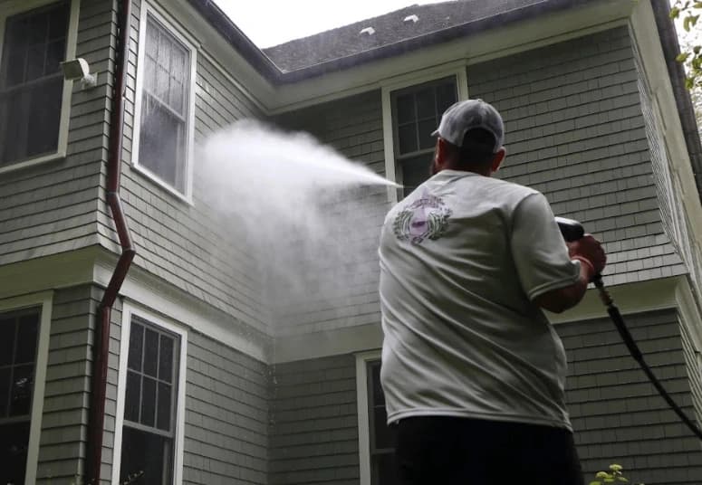 Commercial pressure washing service by Rocky River Power Washing at Rocky River business