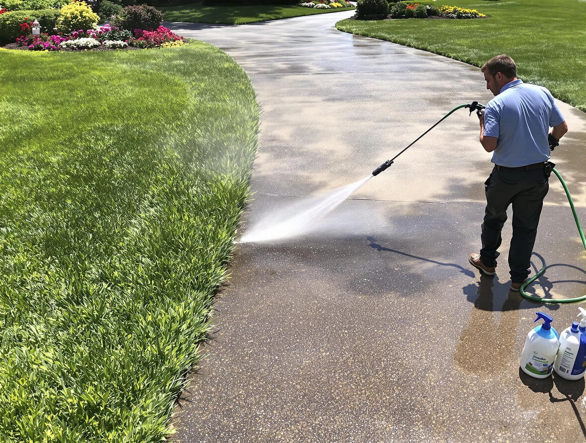 Before and after pressure washing by Rocky River Power Washing in Rocky River