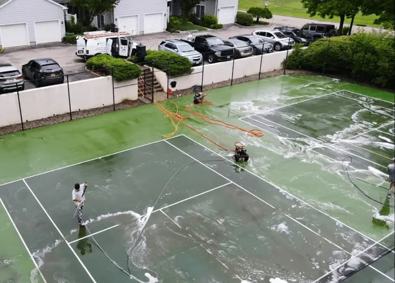 Rocky River Power Washing professional cleaning outdoor surfaces at Rocky River property